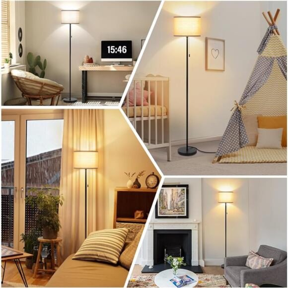 FOLKSMATE Floor Lamp for Living Room, LED Modern Simple Standing Lamps, Tall - Picture 5 of 6